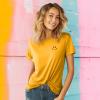 imageDALIX Smile Face Embroidered Soft Cotton Short Sleeve T Shirt WomensGold