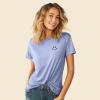imageDALIX Smile Face Embroidered Soft Cotton Short Sleeve T Shirt WomensLavender Blue