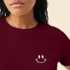 imageDALIX Smile Face Embroidered Soft Cotton Short Sleeve T Shirt WomensMaroon