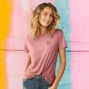 imageDALIX Smile Face Embroidered Soft Cotton Short Sleeve T Shirt WomensMauve