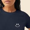 imageDALIX Smile Face Embroidered Soft Cotton Short Sleeve T Shirt WomensNavy Blue