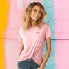 imageDALIX Smile Face Embroidered Soft Cotton Short Sleeve T Shirt WomensPink