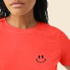 imageDALIX Smile Face Embroidered Soft Cotton Short Sleeve T Shirt WomensPoppy Red