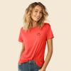 imageDALIX Smile Face Embroidered Soft Cotton Short Sleeve T Shirt WomensPoppy Red