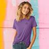 imageDALIX Smile Face Embroidered Soft Cotton Short Sleeve T Shirt WomensPurple