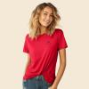 imageDALIX Smile Face Embroidered Soft Cotton Short Sleeve T Shirt WomensRed