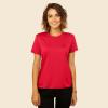 imageDALIX Smile Face Embroidered Soft Cotton Short Sleeve T Shirt WomensRed