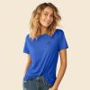 imageDALIX Smile Face Embroidered Soft Cotton Short Sleeve T Shirt WomensRoyal Blue