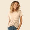 imageDALIX Smile Face Embroidered Soft Cotton Short Sleeve T Shirt WomensSand