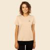 imageDALIX Smile Face Embroidered Soft Cotton Short Sleeve T Shirt WomensSand