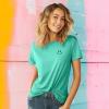 imageDALIX Smile Face Embroidered Soft Cotton Short Sleeve T Shirt WomensTeal