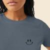 imageDALIX Smile Face Embroidered Soft Cotton Short Sleeve T Shirt WomensVintage Navy