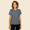 imageDALIX Smile Face Embroidered Soft Cotton Short Sleeve T Shirt WomensVintage Navy