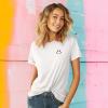 imageDALIX Smile Face Embroidered Soft Cotton Short Sleeve T Shirt WomensVintage White