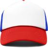 imageDALIX Youth Mesh Trucker Cap  Adjustable Hat S M SizesRedWhiteBlue