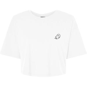 imageDALIX Ghost Embroidered Cropped Relaxed Cropped Soft Lightweight Loose T Shirt WomensWhite