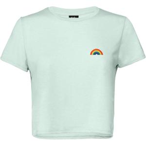 imageDALIX Rainbow Embroidered Cropped Flowy Soft Cotton Short Sleeve T Shirt WomensDusty Blue