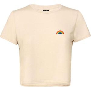 imageDALIX Rainbow Embroidered Cropped Flowy Soft Cotton Short Sleeve T Shirt WomensHeather Dust