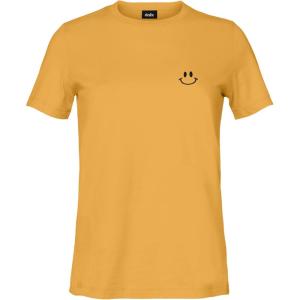 imageDALIX Smile Face Embroidered Soft Cotton Short Sleeve T Shirt WomensMustard