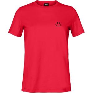 imageDALIX Smile Face Embroidered Soft Cotton Short Sleeve T Shirt WomensRed