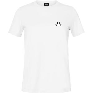 imageDALIX Smile Face Embroidered Soft Cotton Short Sleeve T Shirt WomensWhite