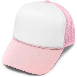 imageDALIX Youth Mesh Trucker Cap  Adjustable Hat S M SizesLight PinkWhite