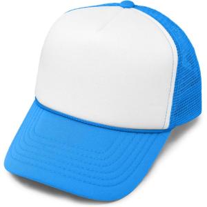 imageDALIX Youth Mesh Trucker Cap  Adjustable Hat S M SizesNeon BlueWhite