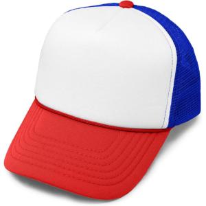 imageDALIX Youth Mesh Trucker Cap  Adjustable Hat S M SizesRedWhiteBlue