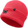 imageDALIX Butterfly Embroidered Beanie Insect Warm Winter Knit Hat for WomenNeon Pink