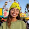 imageDALIX Butterfly Embroidered Beanie Insect Warm Winter Knit Hat for WomenNeon Yellow
