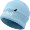imageDALIX Embroidered Blessed Beanie Cap Cuffed Knit Hat WomenBaby Blue