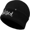 imageDALIX Embroidered Blessed Beanie Cap Cuffed Knit Hat WomenBlack