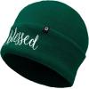 imageDALIX Embroidered Blessed Beanie Cap Cuffed Knit Hat WomenGreen