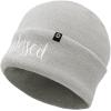 imageDALIX Embroidered Blessed Beanie Cap Cuffed Knit Hat WomenLight Gray