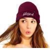 imageDALIX Embroidered Blessed Beanie Cap Cuffed Knit Hat WomenMaroon