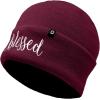 imageDALIX Embroidered Blessed Beanie Cap Cuffed Knit Hat WomenMaroon