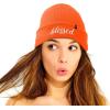 imageDALIX Embroidered Blessed Beanie Cap Cuffed Knit Hat WomenNeon Orange