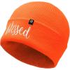 imageDALIX Embroidered Blessed Beanie Cap Cuffed Knit Hat WomenNeon Orange