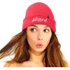 imageDALIX Embroidered Blessed Beanie Cap Cuffed Knit Hat WomenNeon Pink