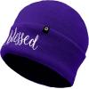 imageDALIX Embroidered Blessed Beanie Cap Cuffed Knit Hat WomenPurple