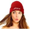 imageDALIX Embroidered Blessed Beanie Cap Cuffed Knit Hat WomenRed