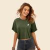 imageDALIX Heartly Ghost Embroidered Cropped Relaxed Cropped Soft Lightweight Loose T Shirt WomensMilitary Green