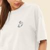 imageDALIX Heartly Ghost Embroidered Cropped Relaxed Cropped Soft Lightweight Loose T Shirt WomensVintage White