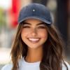 imageDALIX Lil Matcha Embroidered Cotton Summer Outdoor Baseball Cap Dad Hat WomensWashed Navy Blue