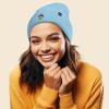 imageDALIX Sorcerer Frog Embroidered Beanie Hat Knit Cap Cold Weather WomensBaby Blue