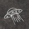imageDALIX UFO Embroidered Fleece Hoodie Mineral Wash Long Sleeve Sweatshirt MensGray