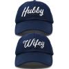 imageDALIX Wifey Hubby Couples Dad Hats Baseball Caps Married Gift Set of 2Navy Blue