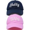 imageDALIX Wifey Hubby Couples Dad Hats Baseball Caps Married Gift Set of 2Pinknavy