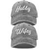 imageDALIX Wifey Hubby Couples Dad Hats Baseball Caps Married Gift Set of 2Washed Black