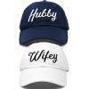 imageDALIX Wifey Hubby Couples Dad Hats Baseball Caps Married Gift Set of 2Whitenavy